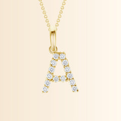 Initial Lab Grown Diamond Pendant Necklace in Solid Gold