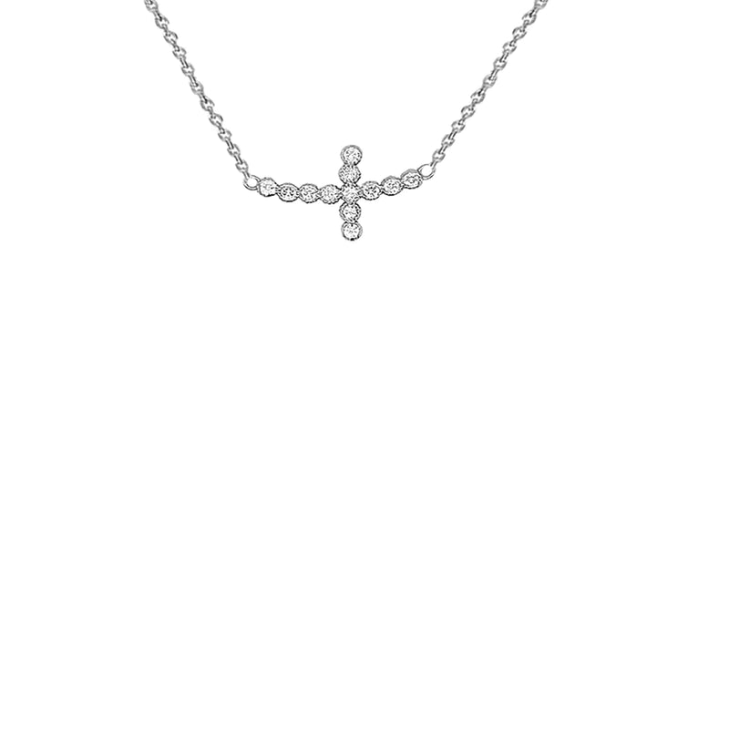 Dainty Diamond Sideways Cross Necklace