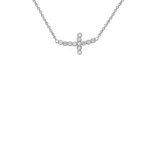 Dainty Diamond Sideways Cross Necklace