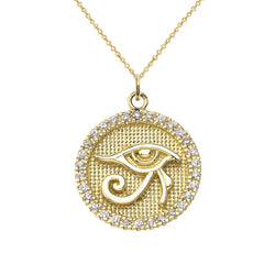 Eye of Horus Disc Pendant Necklace – 925 Sterling Silver Gold Plated Vermeil | Protection Amulet Jewelry for Men & Women