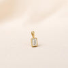 Mini Bezel Set Diamond Charm Pendant, Pear Shape or Emerald Cut Lab Diamond, Dainty Solid Gold Charm, 14K 10K Gold, Layering Necklace