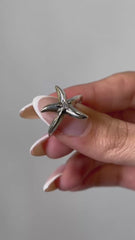Starfish and Diamond Ring in Sterling Silver