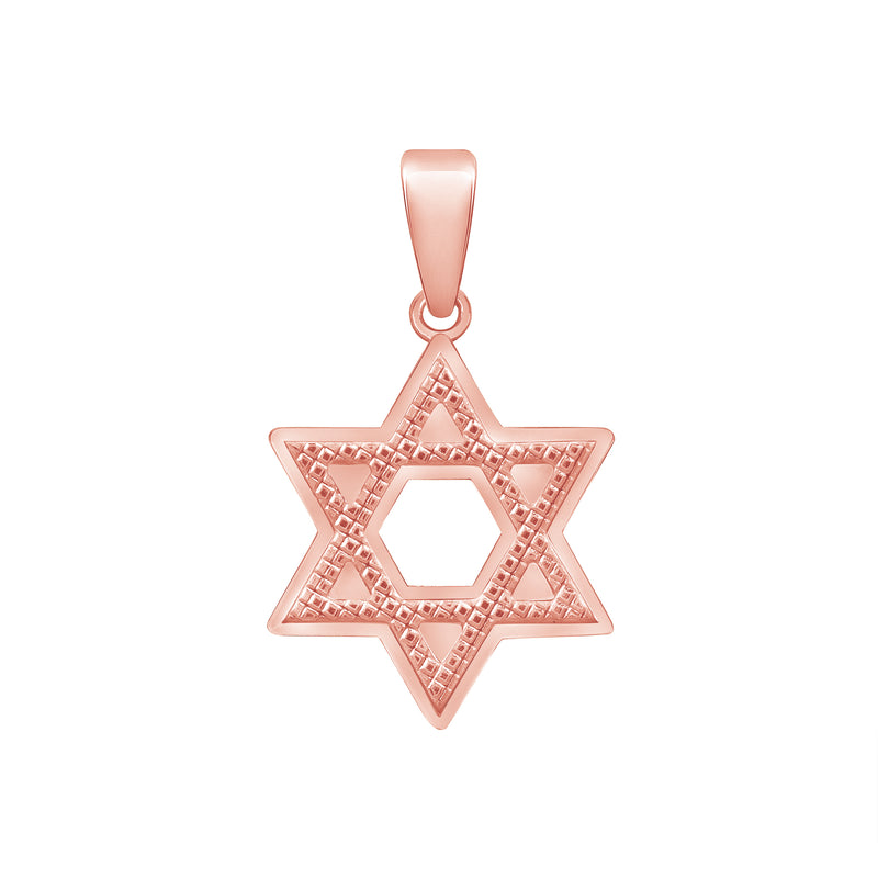 Religious Star of David Pendant Necklace in Solid Gold