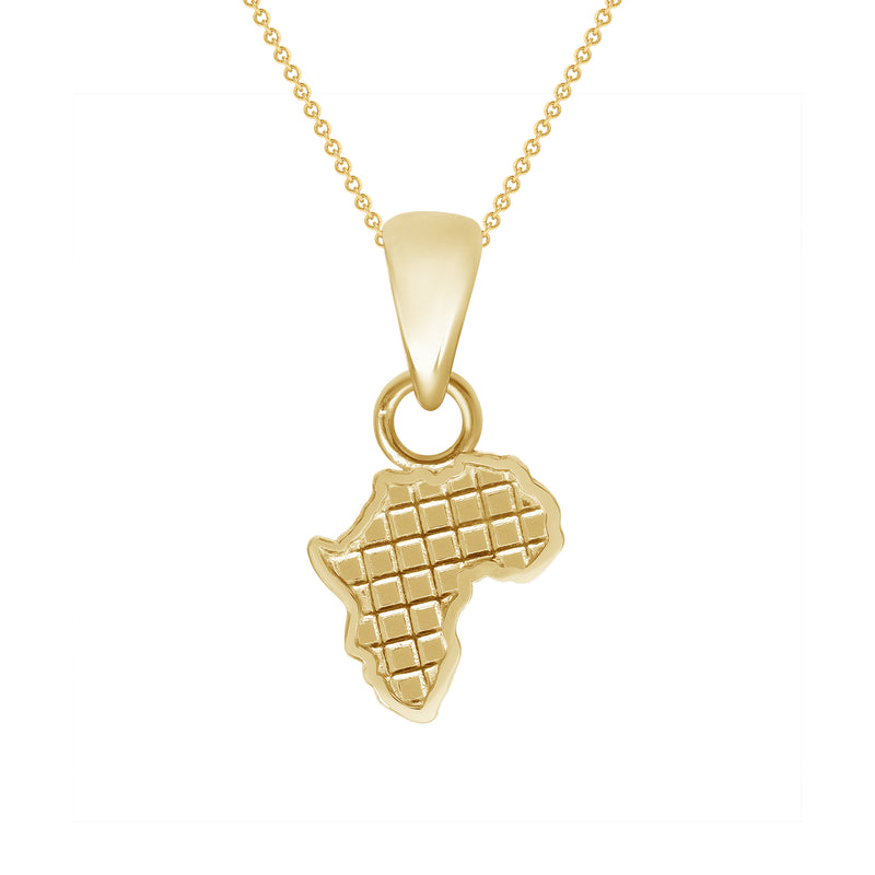 Africa Continent Outline Map Pendant Necklace in Solid Gold