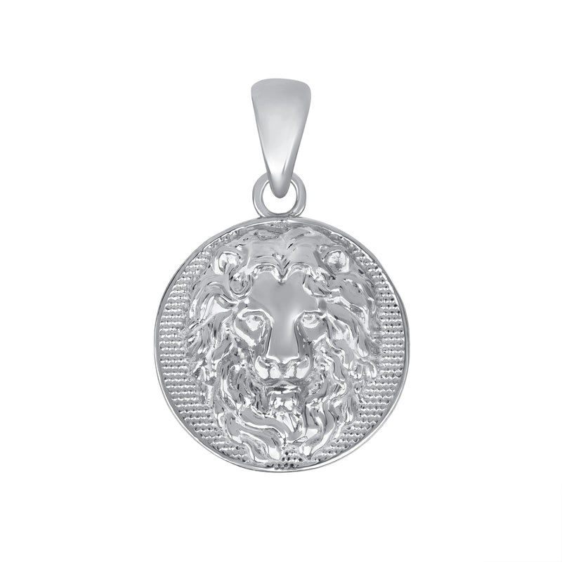 Lion Head Medallion Pendant Necklace in Solid Gold