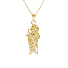 Christian Medieval Knights Religious Charm Pendant Necklace in Solid Gold