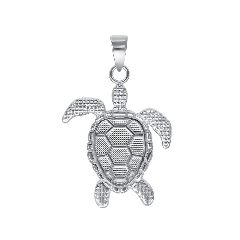 Flat Turtle Pendant Necklace in Solid Gold