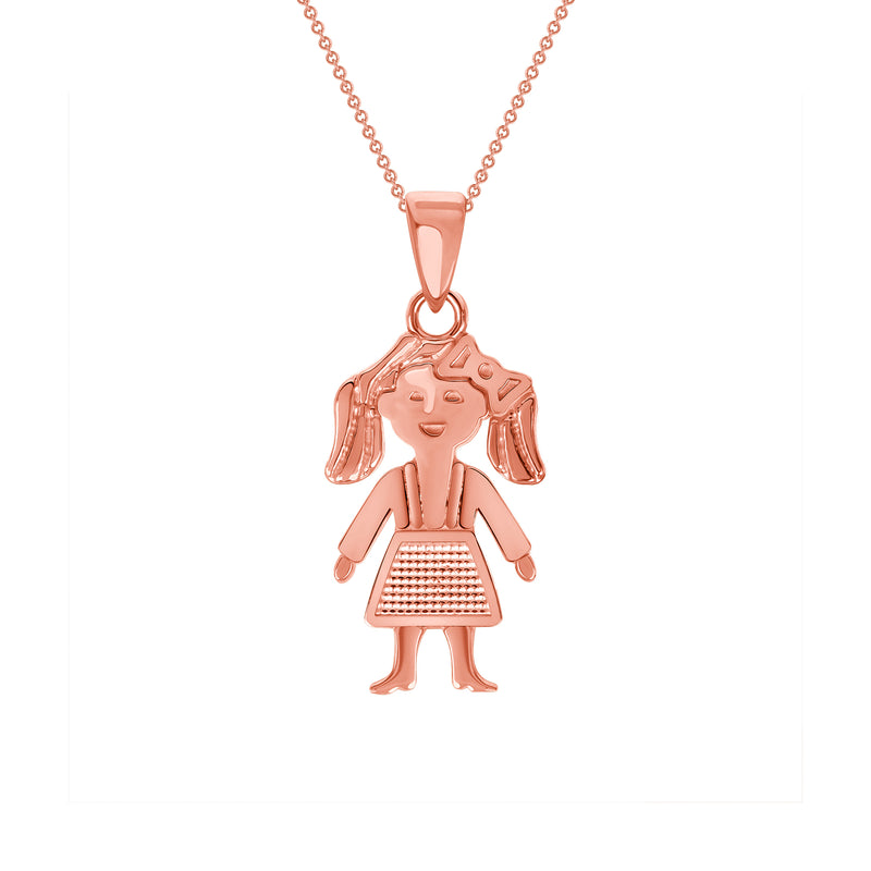 Little Girl Charm Women's Pendant Necklace in Solid Gold