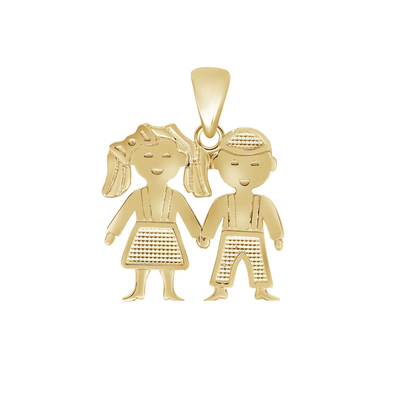 Toddler Girl and Boy Pendant Necklace in Solid Gold