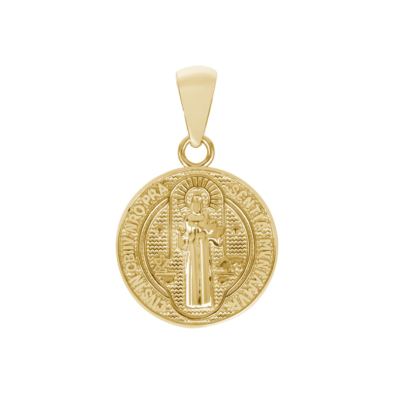 St. Benedict Round Small Pendant in Solid Gold