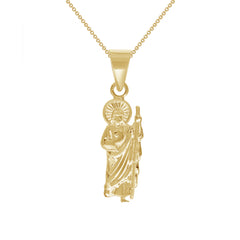 San Judas Charm Pendant Necklace in Solid Gold