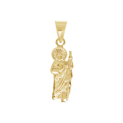 San Judas Charm Pendant Necklace in Solid Gold