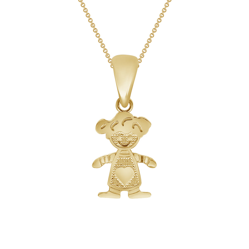 A Little Boy Charm Pendant Necklace in Solid Gold