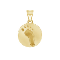 Faith Engraved Footprint Plate Pendant Necklace in Solid Gold