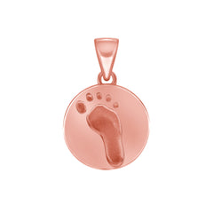 Faith Engraved Footprint Plate Pendant Necklace in Solid Gold