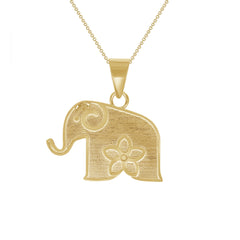 Baby Elephant Pendant Necklace in Solid Gold