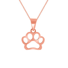 Dog Paw Pendant Necklace in Solid Gold