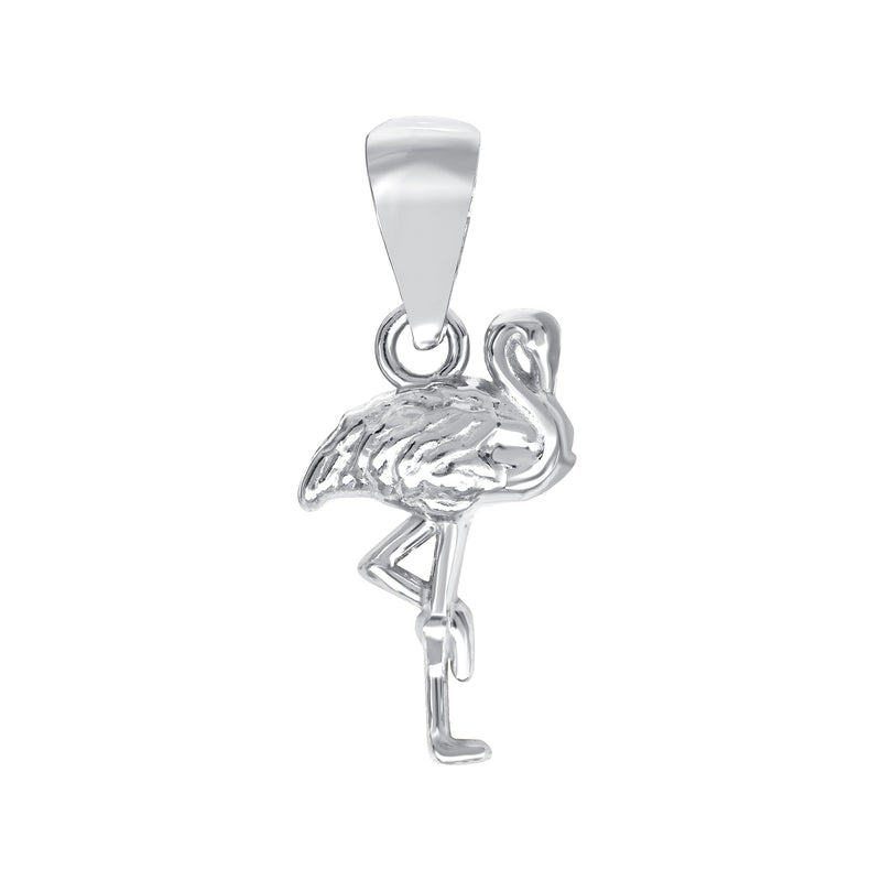 3D Textured Flamingo Charm Pendant Necklace in Solid Gold