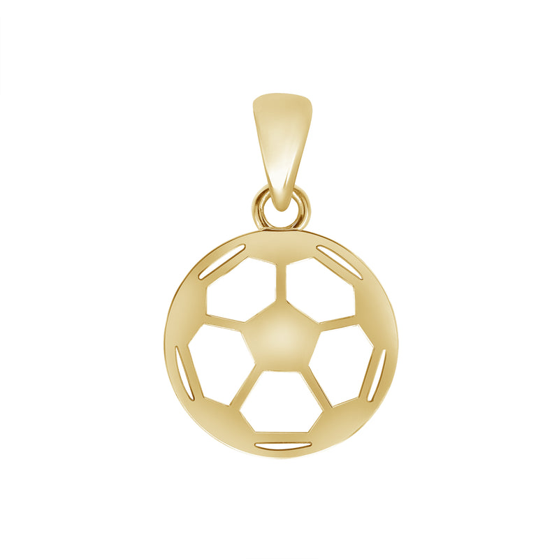Hollow Soccer Ball Pendant Necklace in Solid Gold