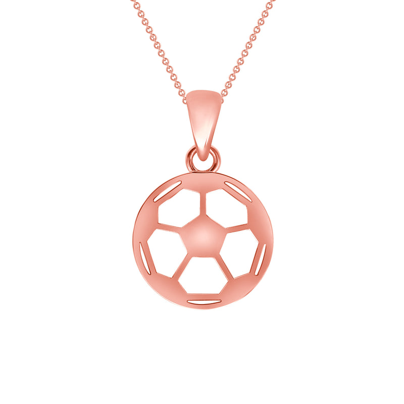 Hollow Soccer Ball Pendant Necklace in Solid Gold