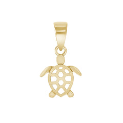 Turtle Charm Pendant Necklace in Solid Gold