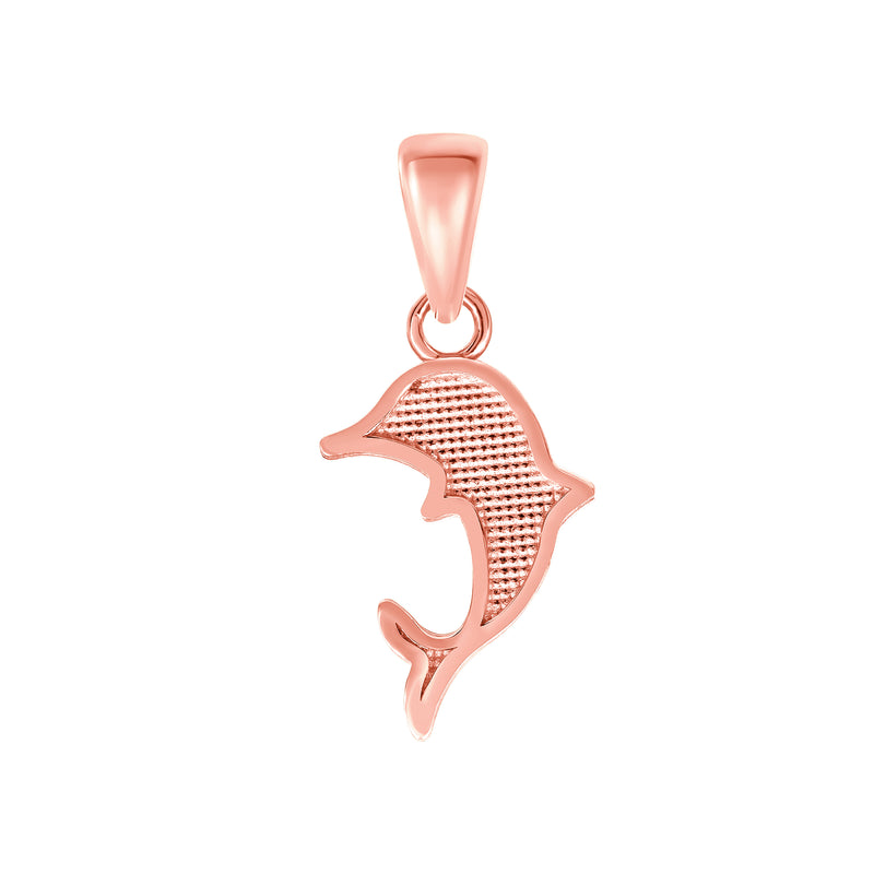 Black Checkered Dolphin Pendant Necklace in Solid Gold