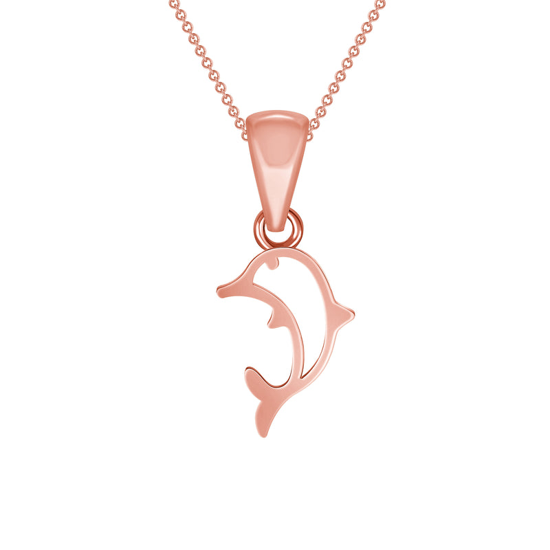 Simple Dolphin Pendant Necklace in Solid Gold