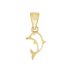 Simple Dolphin Pendant Necklace in Solid Gold