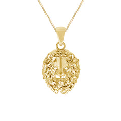Lion Face Pendant Necklace in Solid Gold
