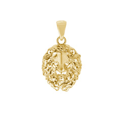 Lion Face Pendant Necklace in Solid Gold