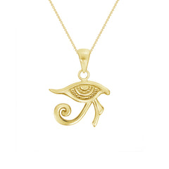Eye of Horus Belief Pendant Necklace in Solid Gold