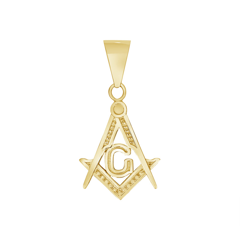 Masonic Freemasonry Charm Pendant Necklace in Solid Gold