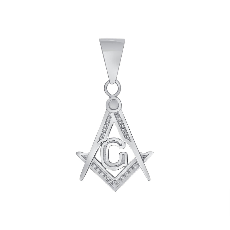 Masonic Freemasonry Charm Pendant Necklace in Solid Gold