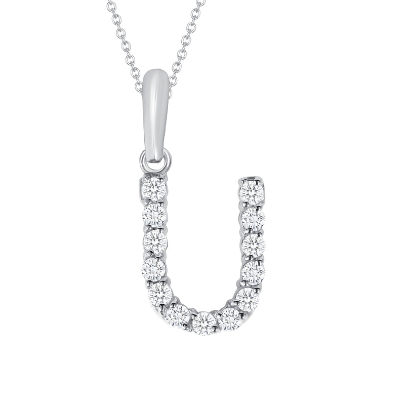 Initial CZ-Accented Pendant Necklace in Solid Sterling Silver