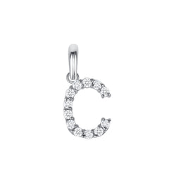 Initial CZ-Accented Pendant Necklace in Solid Sterling Silver