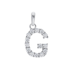 Initial CZ-Accented Pendant Necklace in Solid Sterling Silver