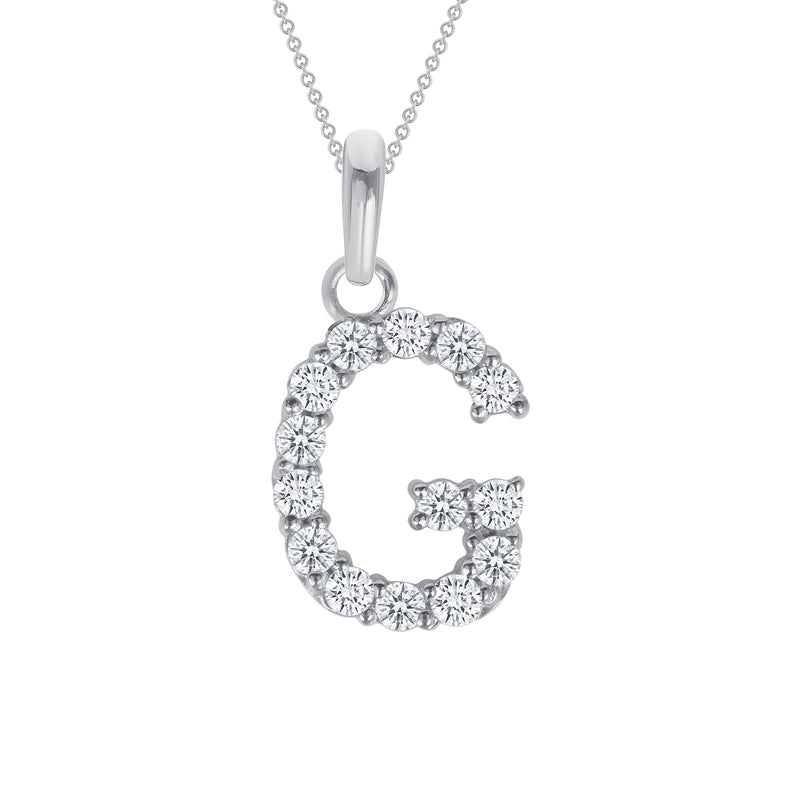 Initial CZ-Accented Pendant Necklace in Solid Sterling Silver