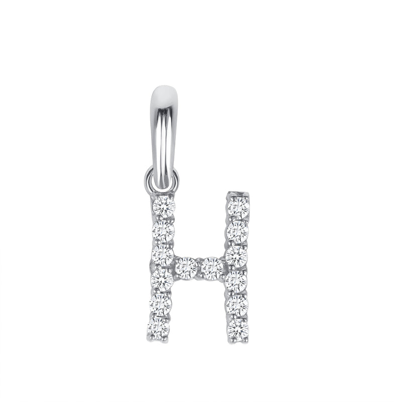 Initial CZ-Accented Pendant Necklace in Solid Sterling Silver