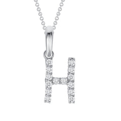 Initial CZ-Accented Pendant Necklace in Solid Sterling Silver