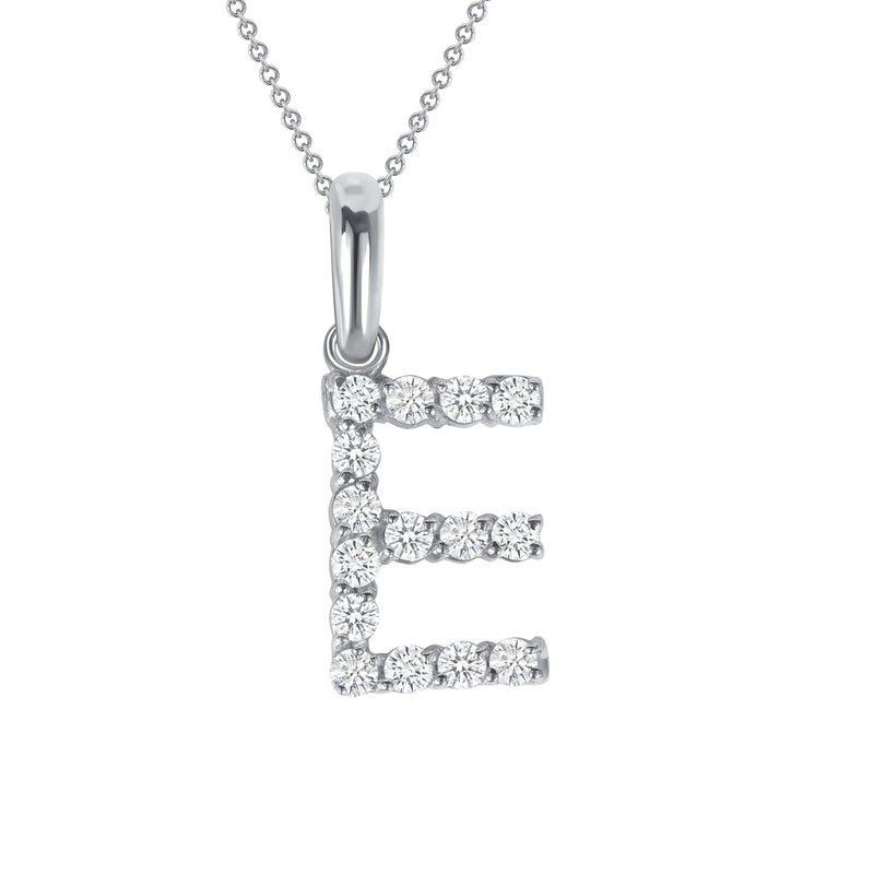 Initial CZ-Accented Pendant Necklace in Solid Sterling Silver