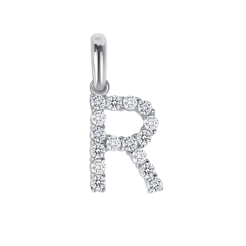 Initial CZ-Accented Pendant Necklace in Solid Sterling Silver