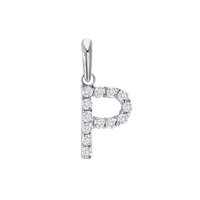 Initial CZ-Accented Pendant Necklace in Solid Sterling Silver