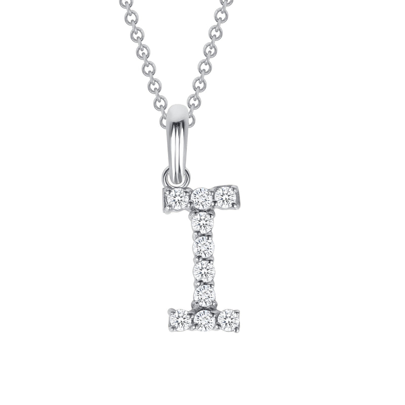 Initial CZ-Accented Pendant Necklace in Solid Sterling Silver