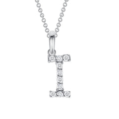 Initial CZ-Accented Pendant Necklace in Solid Sterling Silver