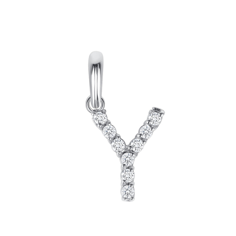 Initial CZ-Accented Pendant Necklace in Solid Sterling Silver