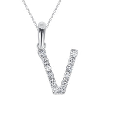 Initial CZ-Accented Pendant Necklace in Solid Sterling Silver