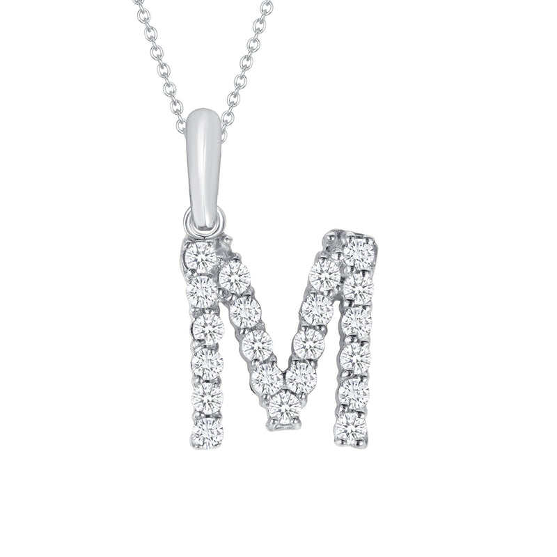 Initial CZ-Accented Pendant Necklace in Solid Sterling Silver