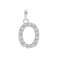 Initial CZ-Accented Pendant Necklace in Solid Sterling Silver