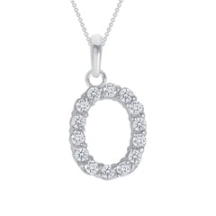 Initial CZ-Accented Pendant Necklace in Solid Sterling Silver