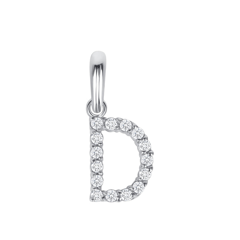 Initial CZ-Accented Pendant Necklace in Solid Sterling Silver